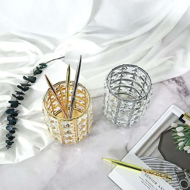 

European Makeup Brush Storage Holder Pen Holder Crystal Bucket Eyebrow Pencil Comb Cosmetic Storage Box