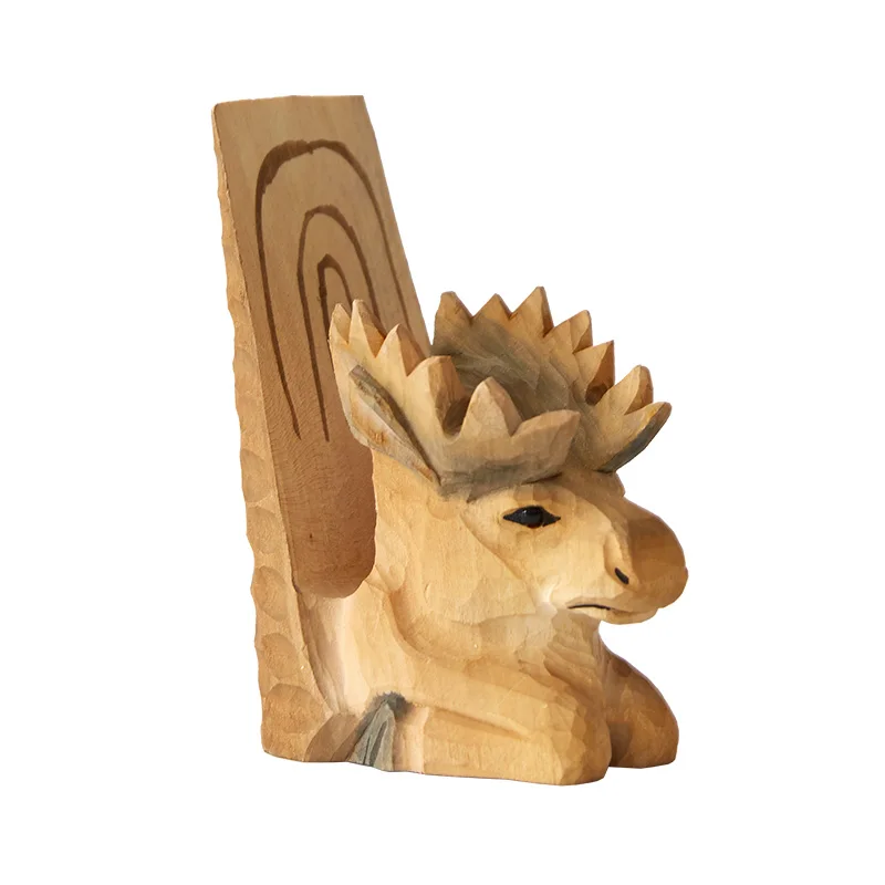 Wood carved deer ornaments home font b accessories b font font b mobile b font font