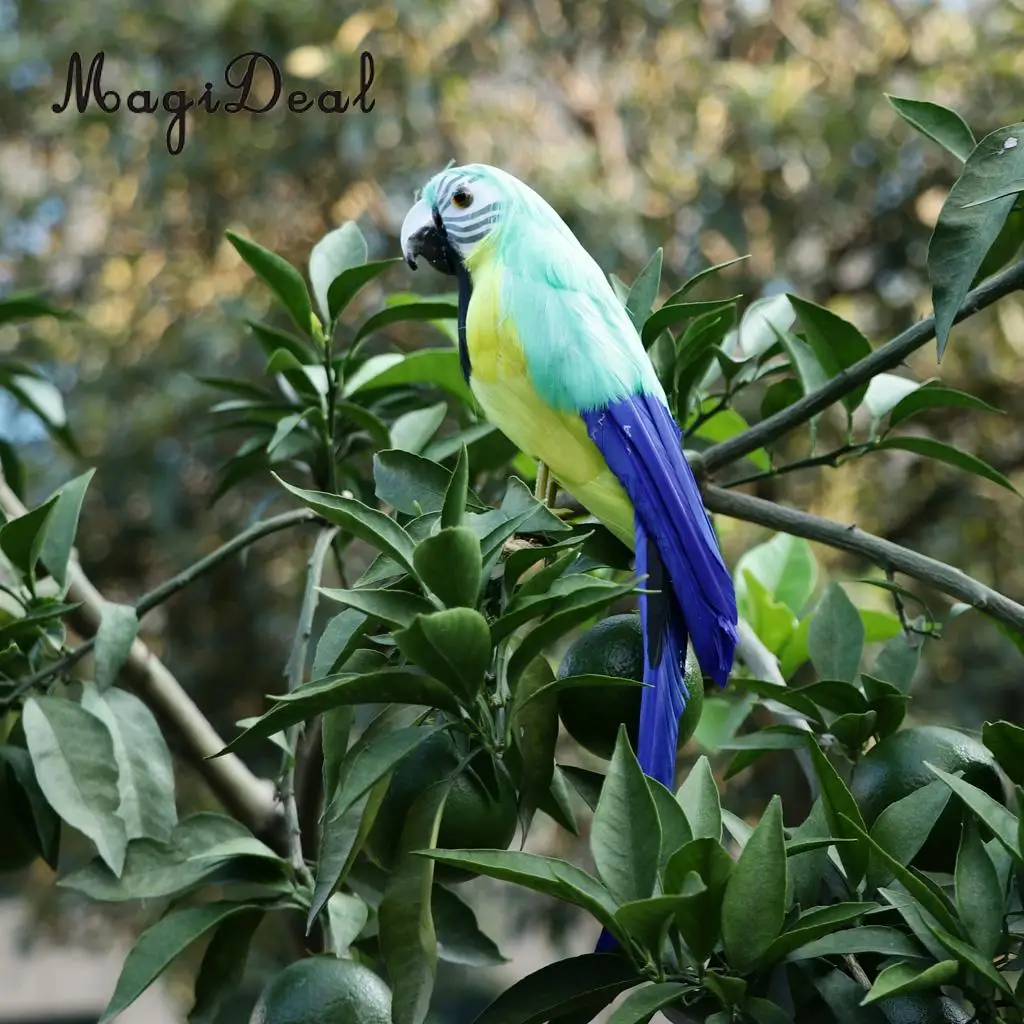 12'' / 30cm Decorative Feather Parrot Model Artificial Bird Statue Macaw Figurine Fancy Dress Props Garden Lwan Tree Decor