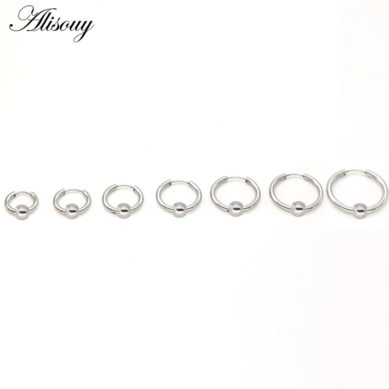 Серьги-кольца Alisouy из нержавеющей стали в стиле панк, мужские серьги, круглые серьги-кольца, серьги для пирсинга, рождественский подарок