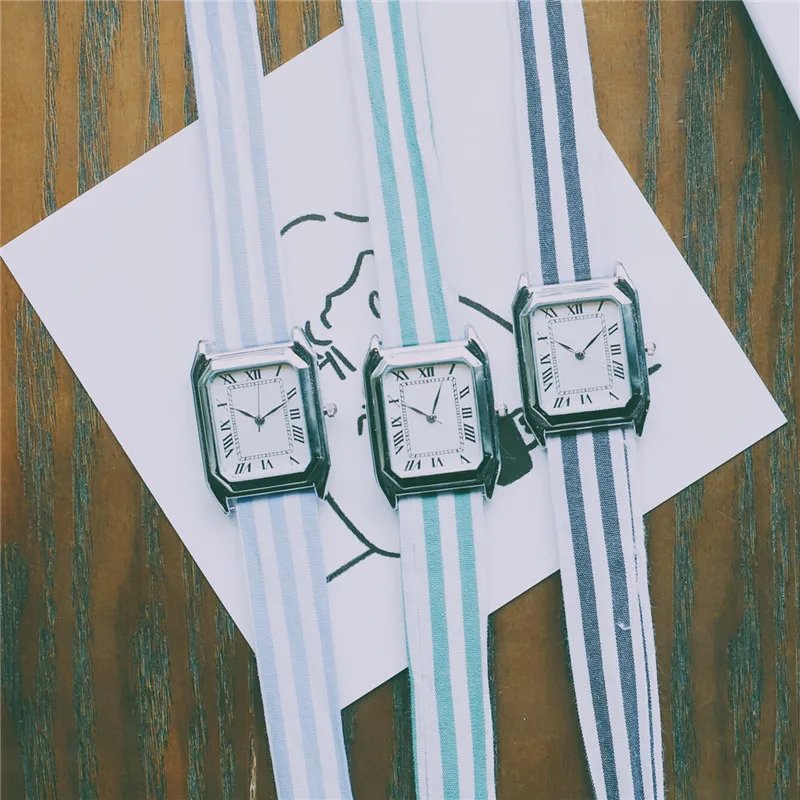 

BGG brand Ladies Casual Watch Rectangle dial Minimalist Style Female Quartz Wristwatch cloth Strap Women Fashion Clock hours