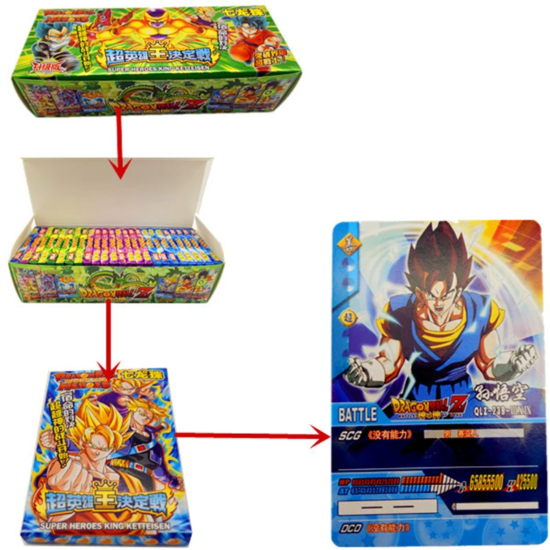 34 шт./лот коллекционные карты Dragon Ball Super Saiyan Goku Vegeta ball z музыкальная шкатулка King
