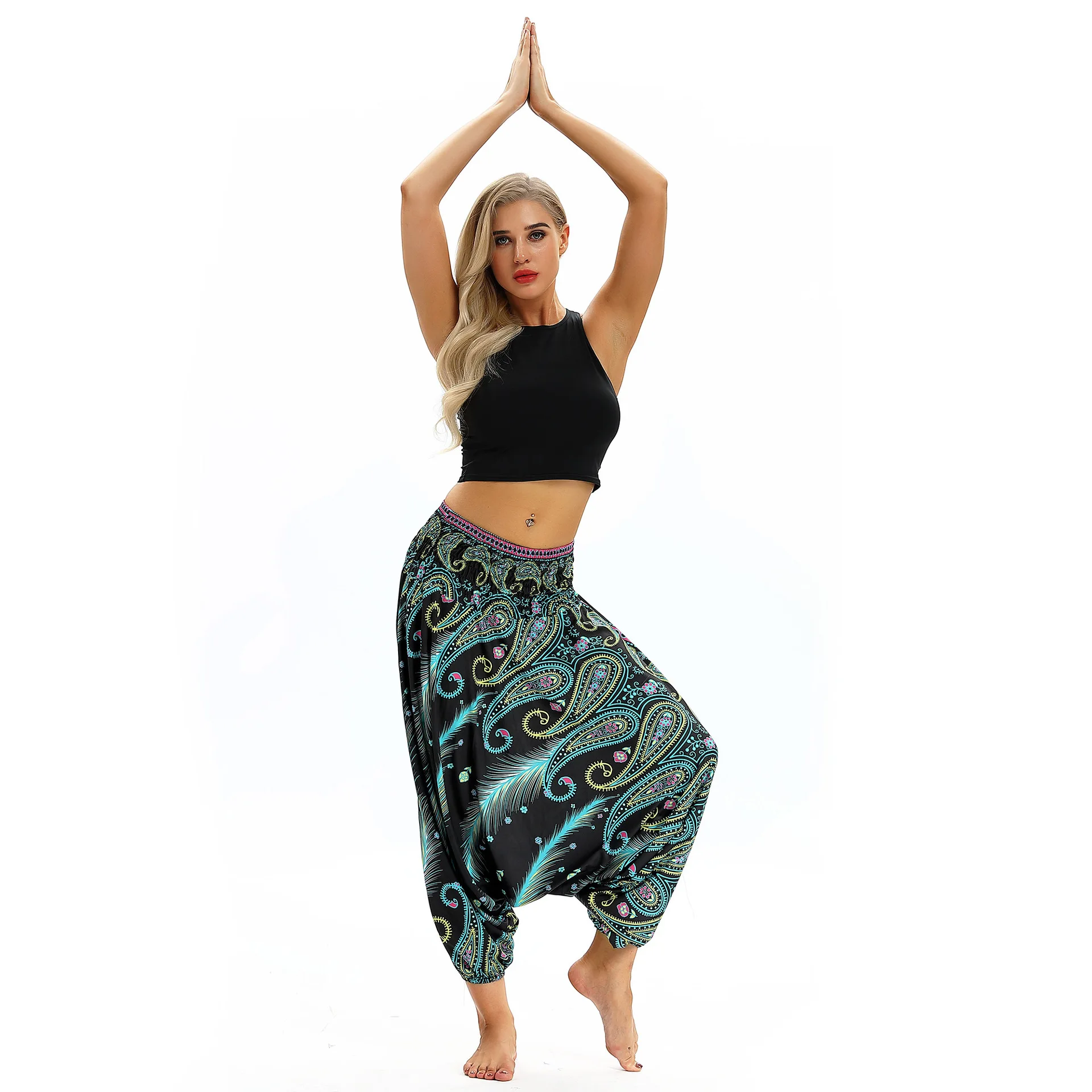 Print women casual fitness Yoga leggings lounge nepal pant Bloomers Indian Thailand wide leg loose pants beach wear Harem Pants