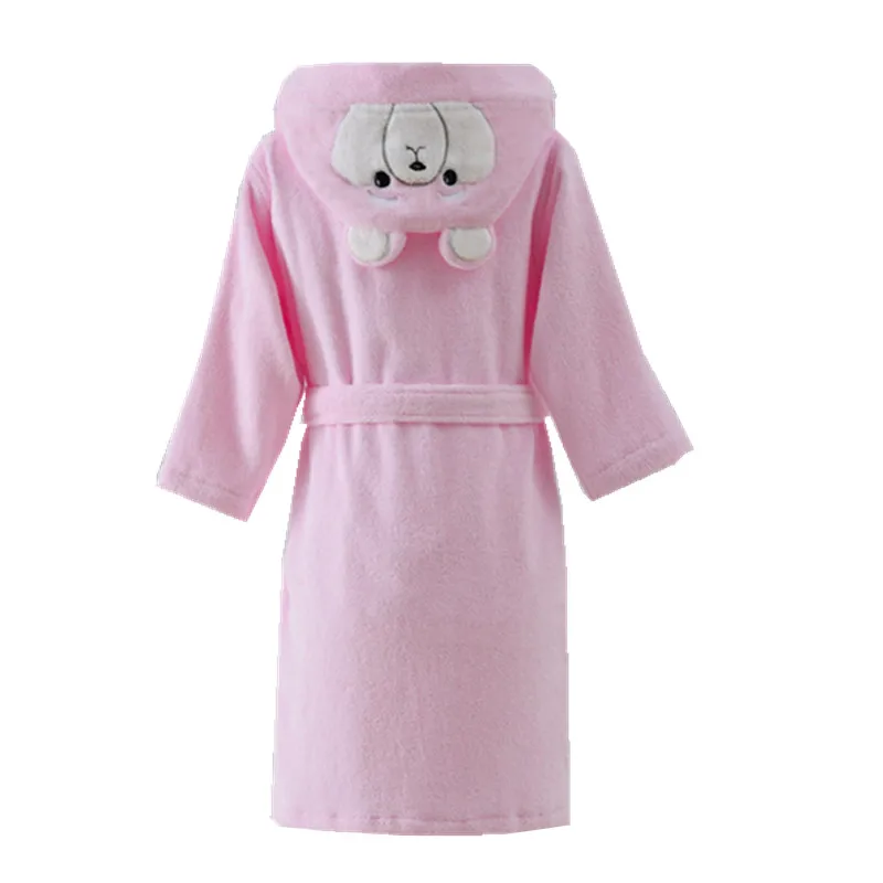 Bathrobe Kids Hooded Bath Terry Towel Robes Boys Girls White Blue