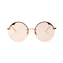 MUZZ Pink Rimless Aviator Sunglasses For Men/Women HD Lens Round Alloy Frame Summer Style Unisex Sun Glasses UV