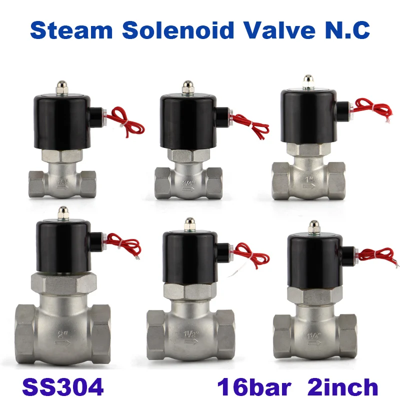 

16bar High temperature 180C 2 way water air steam solenoid valve SS304 2 inch US-50 PTFE normal close stainless steam valve