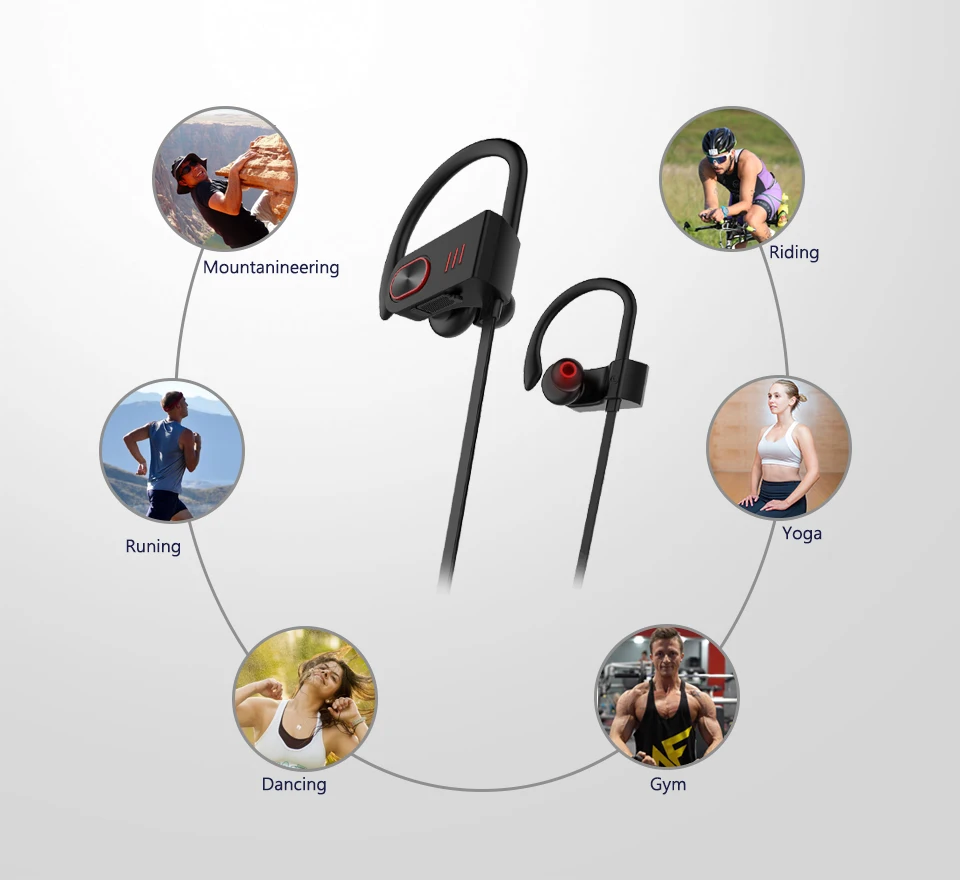 Lasdolod wireless earphones IP67 waterproof bluetooth headphones sport earbuds with mic noise cancelling headset for phone ipone-95