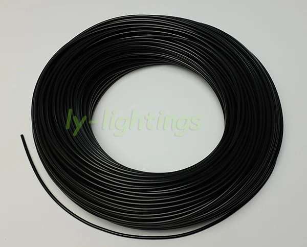 Черный оптоволоконный кабель из цельного волокна+ ПВХ покрытие для украшения сада под водой ночной Светильник 2,2 мм x 100 м