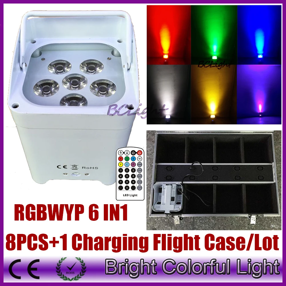 Беспроводной светодиодный чехол RGBWA UV 6 в 1 8 шт./набор с зарядкой для WHIT дорожное