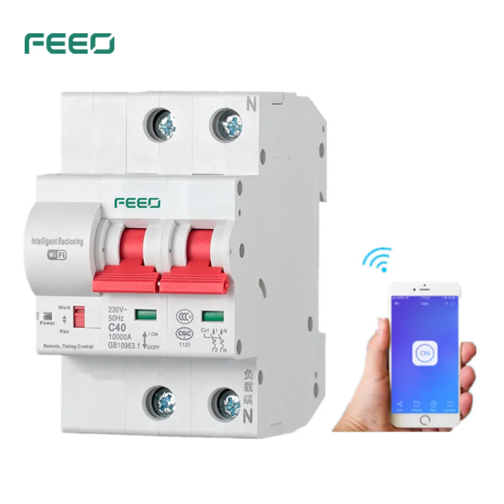 

FEEO 2P 32/40/63/80A Remote control Wifi Circuit Breaker Intelligent Automatic Recloser overload short circuit protection