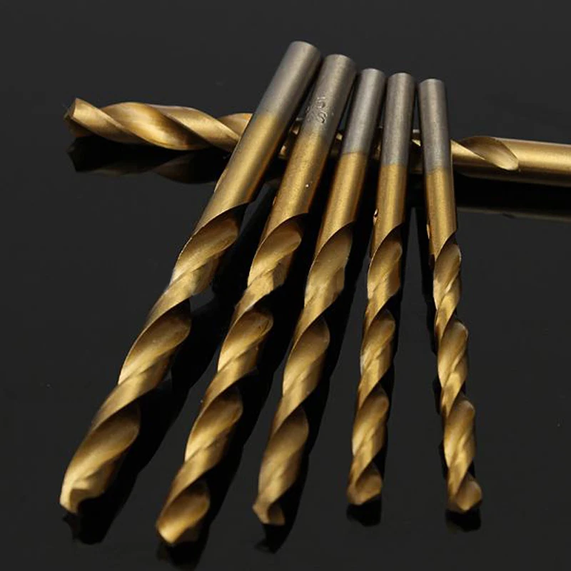 13pcs/set HSS Twist Drill Bit Set 1/4" Hex Shank Titanium Coated Drill Woodworking Wood Tools 1.5-6.5mm