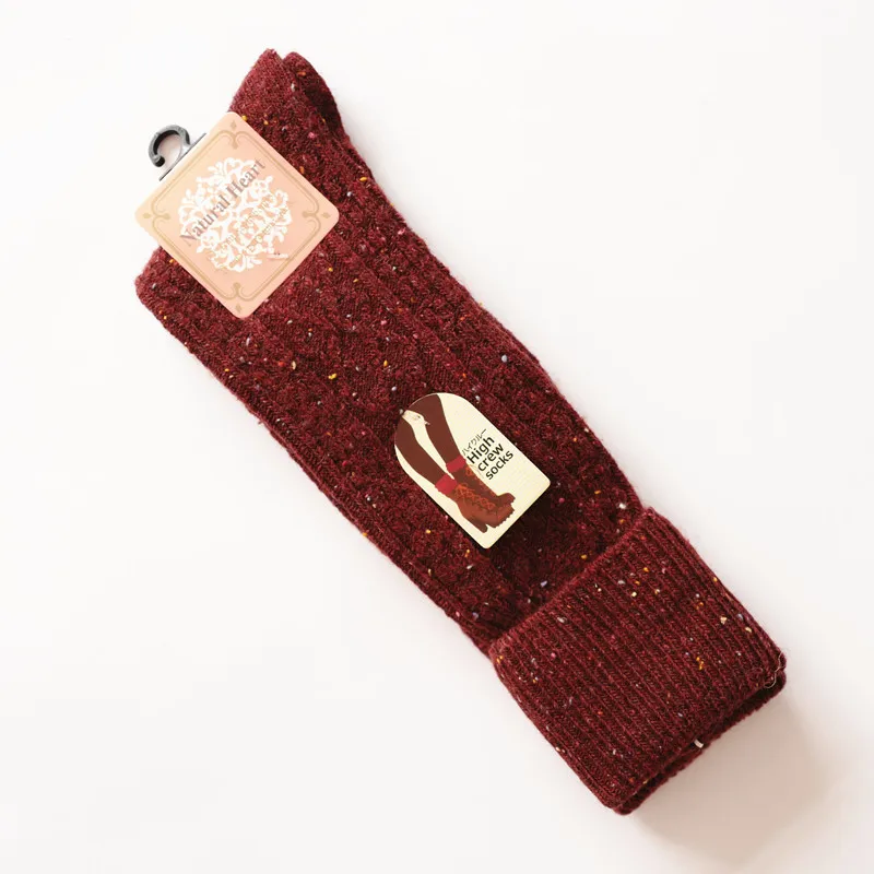 Осенне-зимние носки из смешанной шерсти длинные теплые носки зимние женские сапоги в горошек с отворотами для девочек и женщин, Calcetines mujer Meias