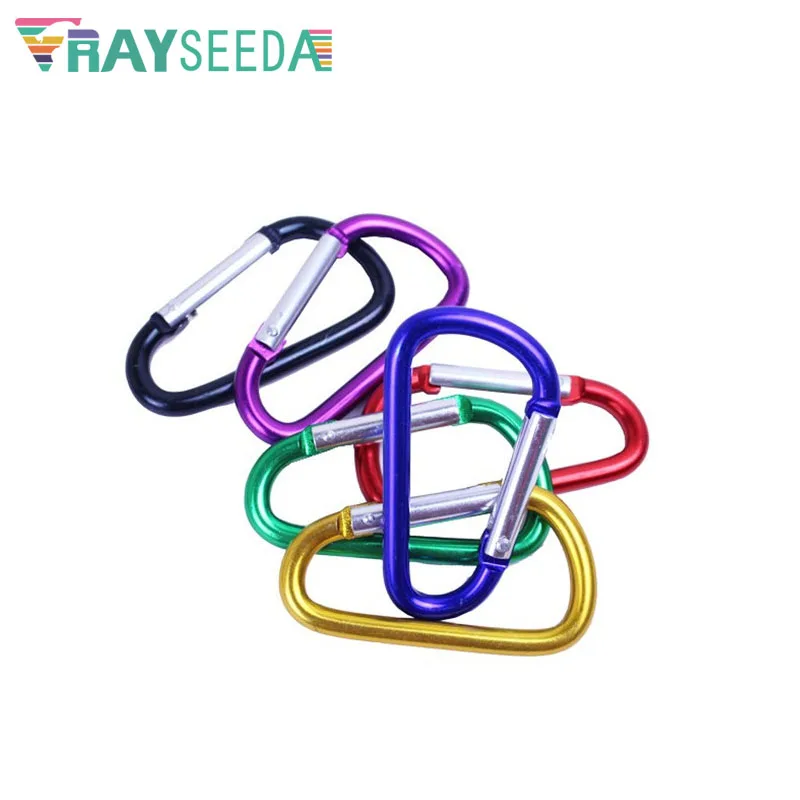 Rayseeda 3pieces 7# 60MM D Shape Climbing Carabiners Outdoor Aluminium Alloy Mountaineering Carabiner Hooks For Keys Waterbottle climbing carabiner