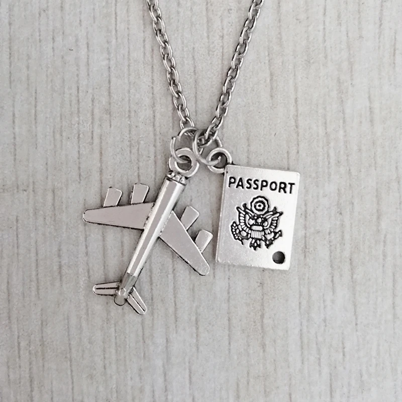 

Unique necklaces, airplanes, passports, gifts for flight attendants, traveler necklaces, friends necklaces pendant necklace