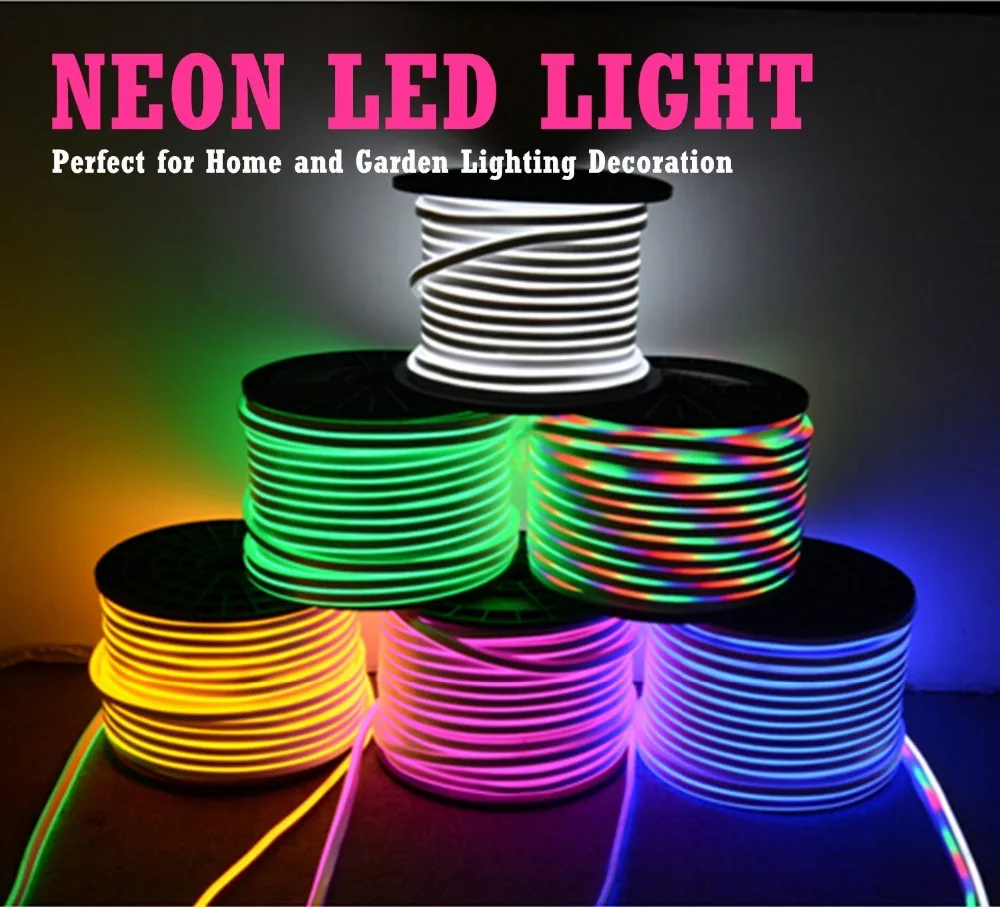 led strip 220v neon signs led pc Rgb tape smd2835 strips ruban etanche el tape neon light flexible bande 5m Stage fairy lights