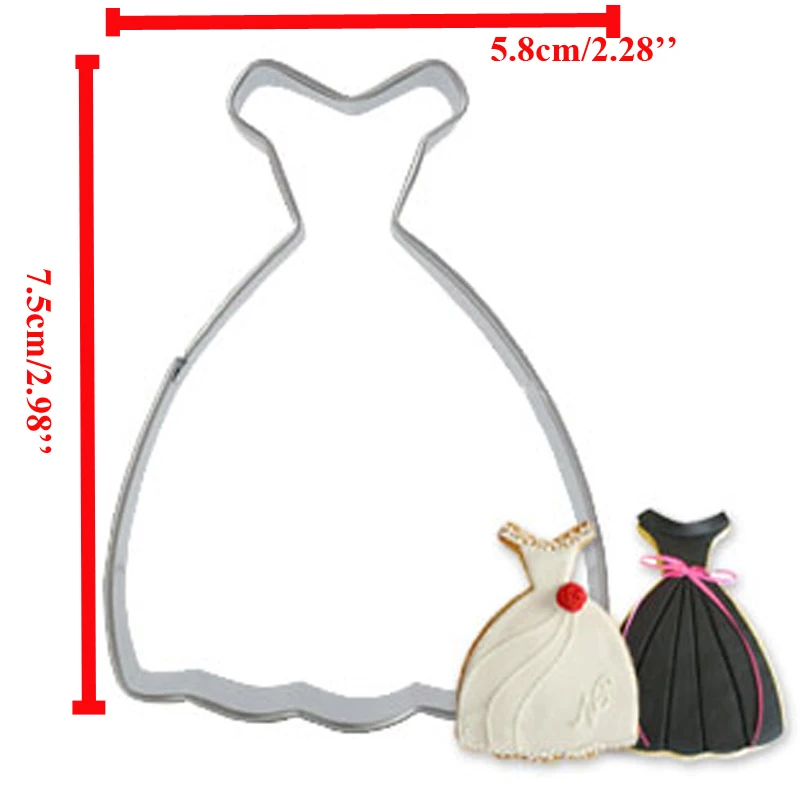 Cookie Cutter 1pcs patisserie Bakery Princess Dress Crystal Shoes Metal Cake Decor Biscuit Pastry Shop Cupcake Mould Baking Mold Baking Decorating Tools