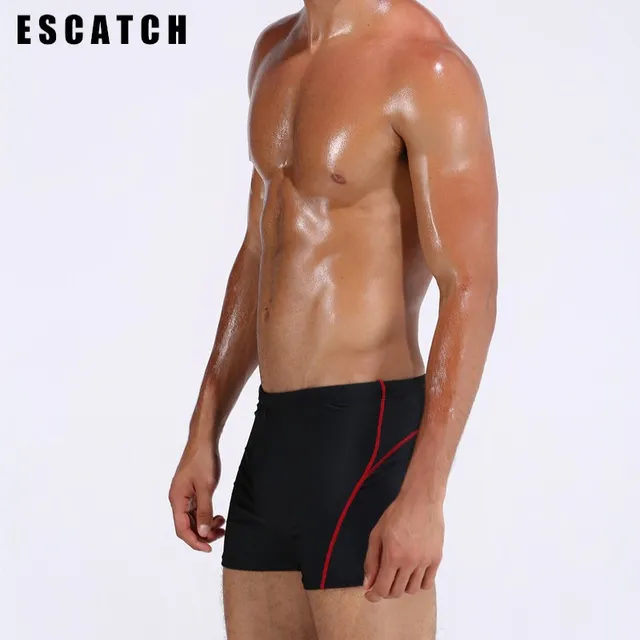 Top Quality Men Swimwear Spandex Swimming Trunks Slim Boxer Swimming