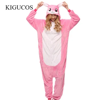 

KIGUCOS All In One Cartoon Women Sleepwear Pink Rabbit Lovely Pajamas Cute Anime Disguise Onepiece Suit Homewear