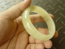 

13352 Unique Natural Hetian JADE Nephrite Green Handmade Bangle Bracelet 60mm (A0429)