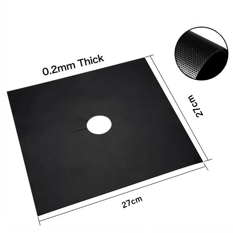 4 шт./лот газовые протекторы для плиты многоразовые антипригарные горелки защита от пожарных травм лайнер Крышка для кухни специальные аксессуары - Цвет: Black 0.2mm