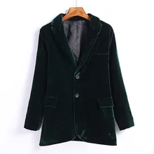 Двубортный бархатный блейзер, женские блейзеры, куртки, зеленый, черный, длинный, новая мода, повседневный пиджак размера плюс,, цветочный узор, большие размеры