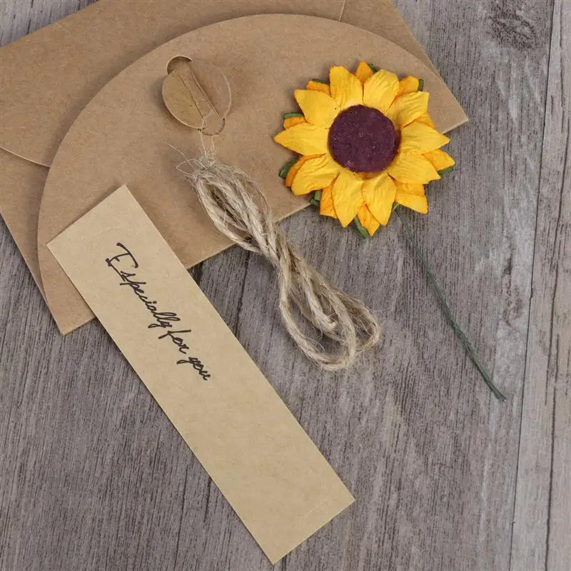  10PCS Kraft Paper Greeting Cards With Dried Flower Thank You Cards Christmas Gift Cards Wedding Bir - 32840608811