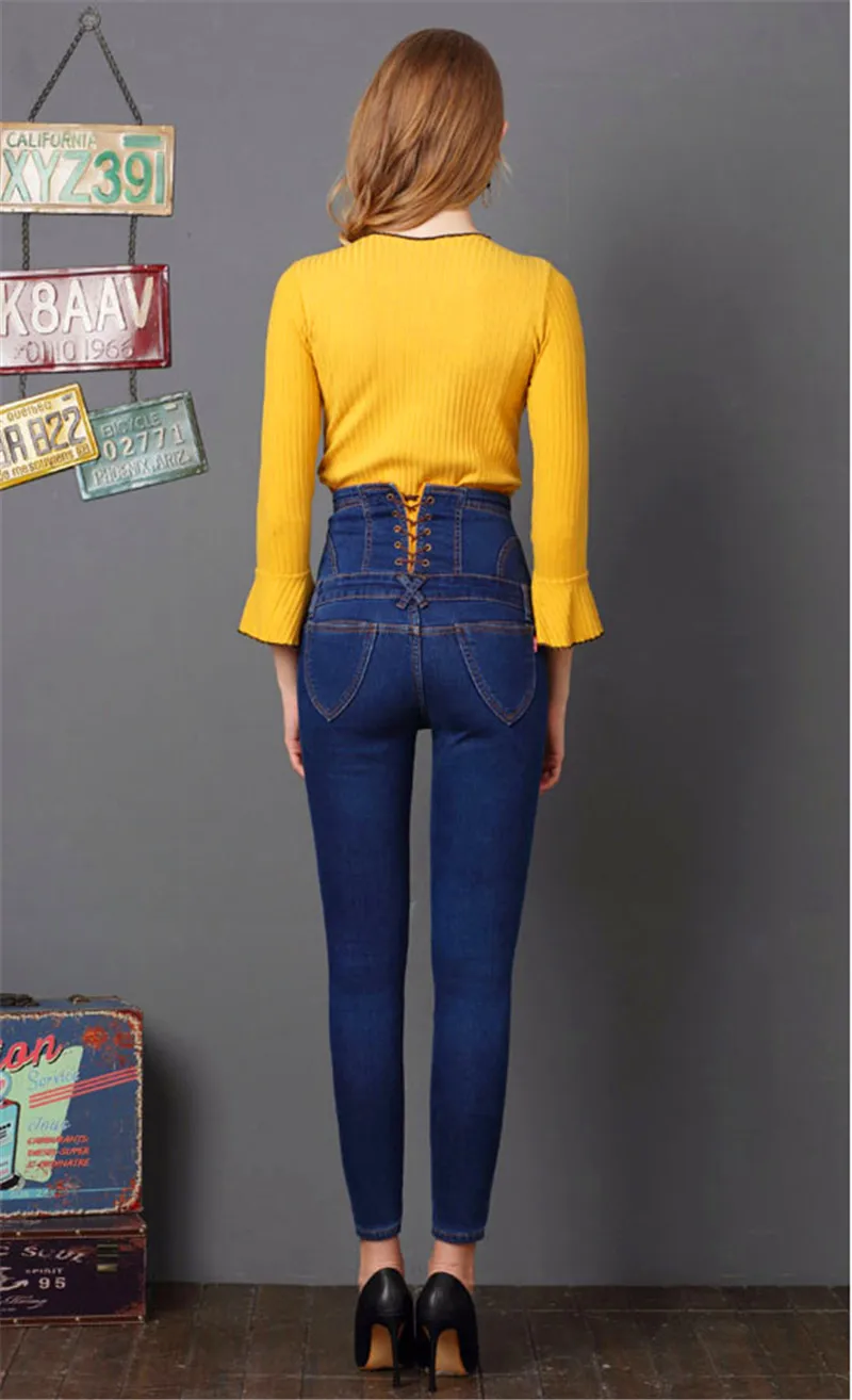 Утолщение Термальность модные длинные брюки для смягчения узкие Повседневное Высокая талия мыть свет руно карандаш брюки женские джинсы