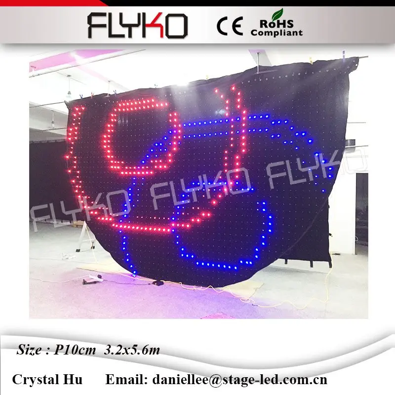 

LED dj booth video curtain RGB 3in1 leds vision stage backdrop P10 3.2x5.6m Semicircle