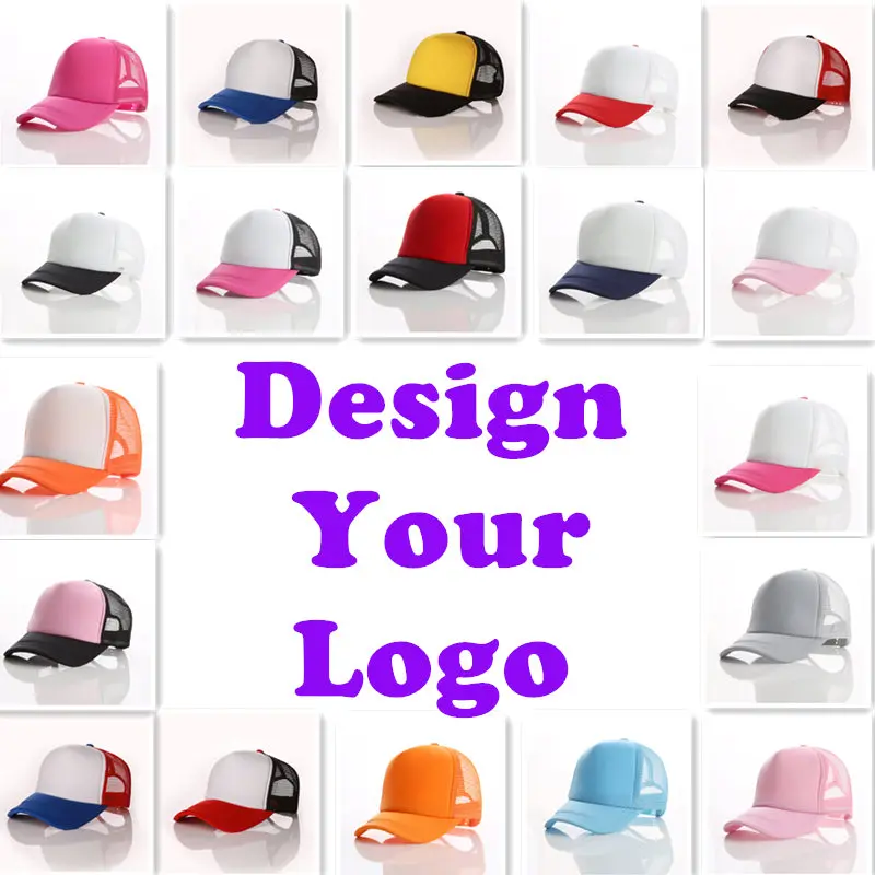 

20PCS Free Custom LOGO Design Personality DIY Trucker Hat Baseball Cap Men Women Blank Mesh Adjustable Hat Adult gorras