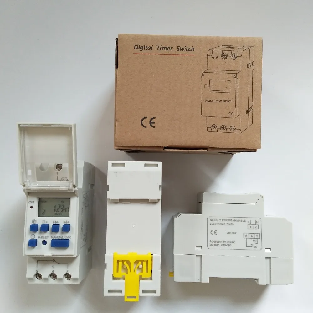 Цельнокроеное платье THC15A ежедневное использование/недельный программируемый цифровой таймер Din Rail реле времени 16A 220V AC 230V 110V 24V 12VDC