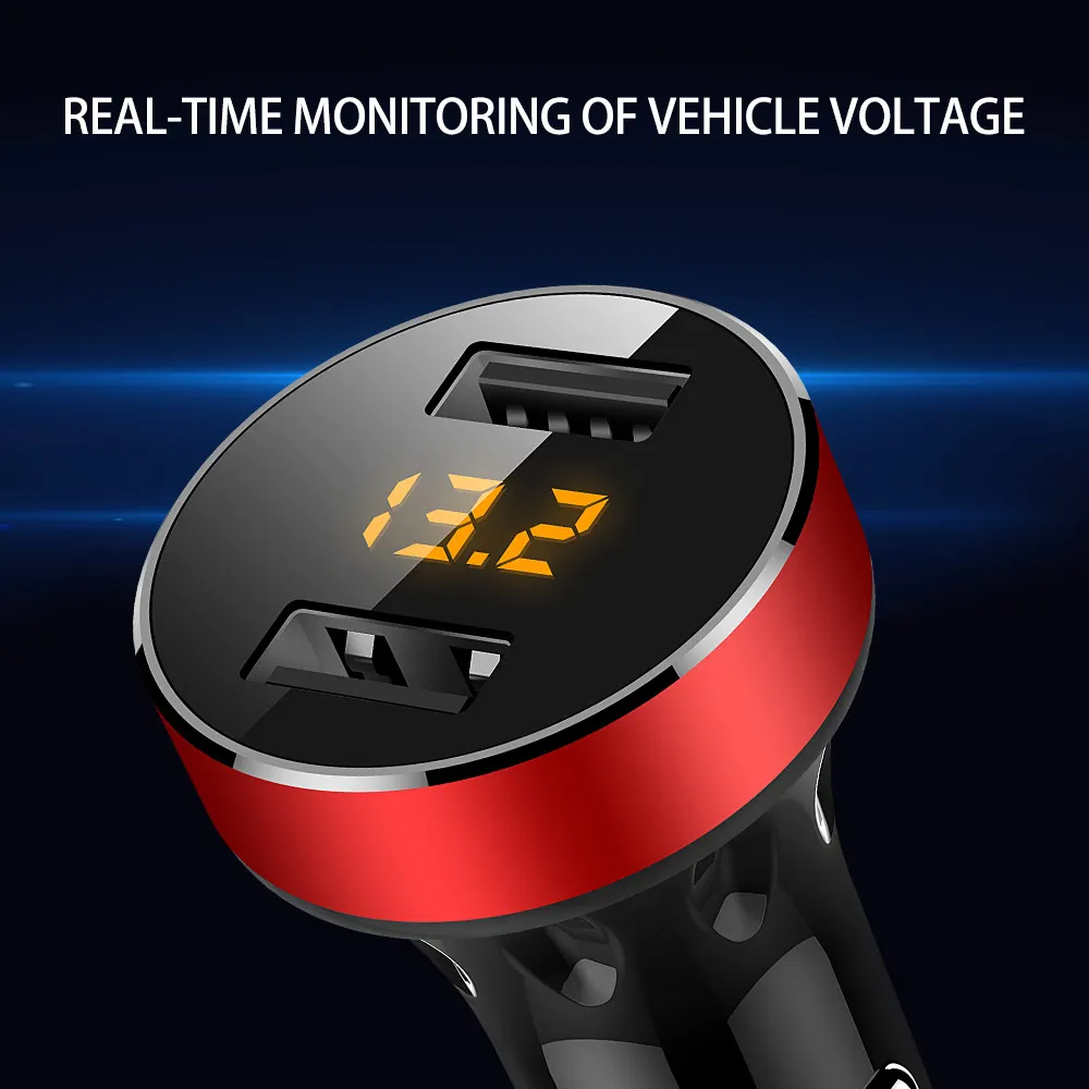 

QC3.0 Dual USB Car Charger With LED Display Universal Mobile Phone Car-Charger for Xiaomi Samsung S8 iPhone 6 6s 7 8 Plus Tablet