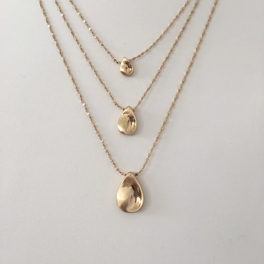 

CASUAL NECKLACE GOLD COLOR PLATING WATER DROP PENDANT LAYERED NECKLACE FOR WOMEN GIRL