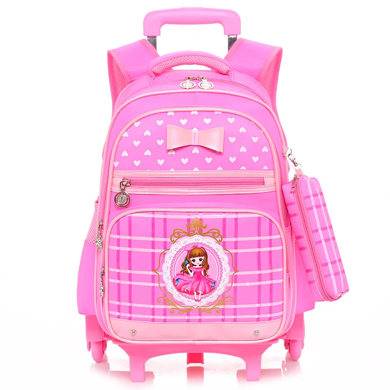 

waterproof Trolley school backpacks Girls boys Wheels children School Bags Travel bag Luggage backpacks kids Rolling schoolbags