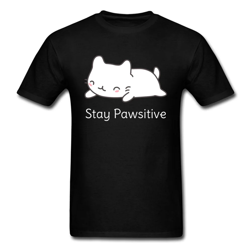 Kawaii Cat Pun 100% Cotton Men's Short Sleeve Tops Tees Printed On Mother Day T-Shirt 2018 New Fashion Crew Neck Top T-shirts Kawaii Cat Pun black