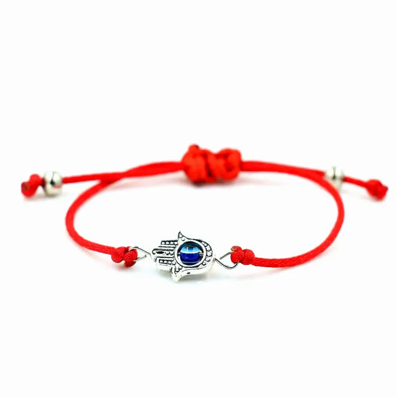 

BPPCCR Luckly Silver color Hamsa hand Lion Amulet bracelet Red rope thread string braided men women Reiki hombre Chakra pulseira