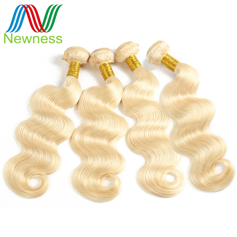 

Newness Brazilian Full Blonde Human Hair Bundles 1/3/4 Bundles Deal Pure 613 Color Body Wave No Remy Hair Bundles Free Shipping