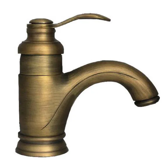 Antique Brass Single Lever Handle Bathroom Faucet Vessel Sink Basin Mixer Taps anf101in Basin