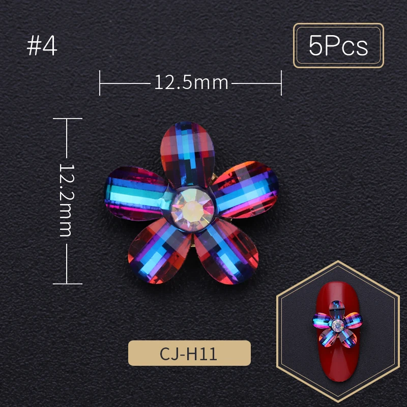 3/5 шт Кристаллы Стразы для ногтей красочные цветочные узоры для ногтей камни смешанного размера DIY украшения блестящие, для дизайна ногтей дизайн - Цвет: 4
