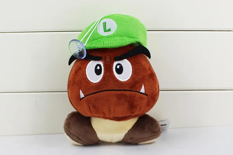 12 см Супер Марио Bros Goomba плюшевая игрушка улыбка изумленная с крылышками шапки Goomba мягкие куклы - Цвет: Green Hat Goomba