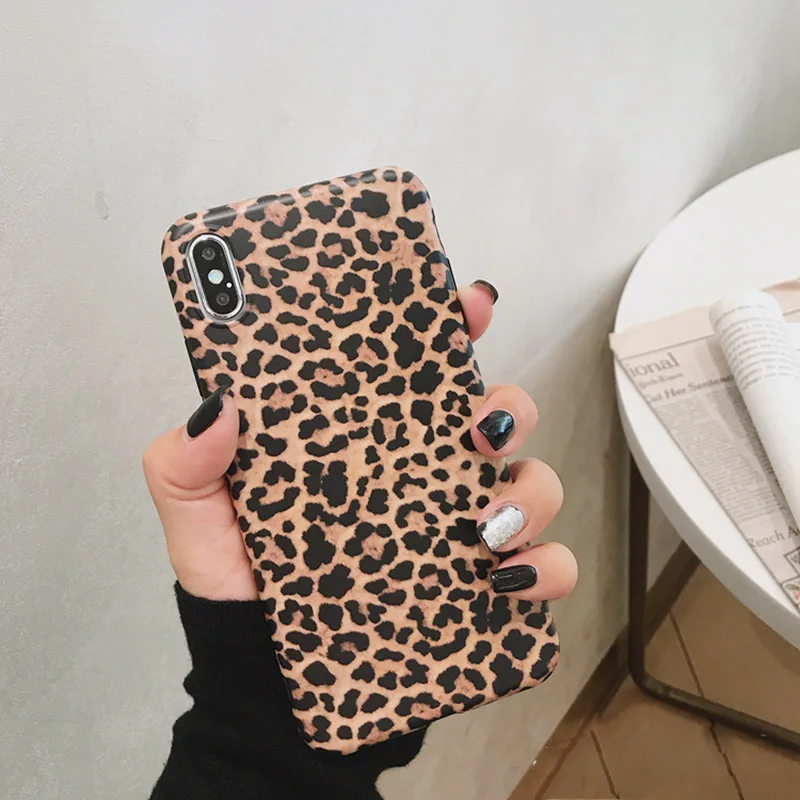 Fashion Leopard print Phone Case For iphone XS Max XR X Case For iphone 6 6S 8 7 plus Back Cover Luxury Soft Cases Matte Capa