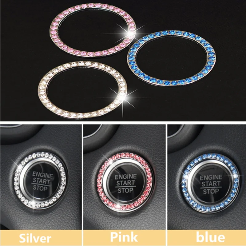 

Fashion Crystal Rhinestone Decor Car Engine Start Stop Key Ring for Jetta MK5 MK6 Polo Scirocco Lavida Eos Bora