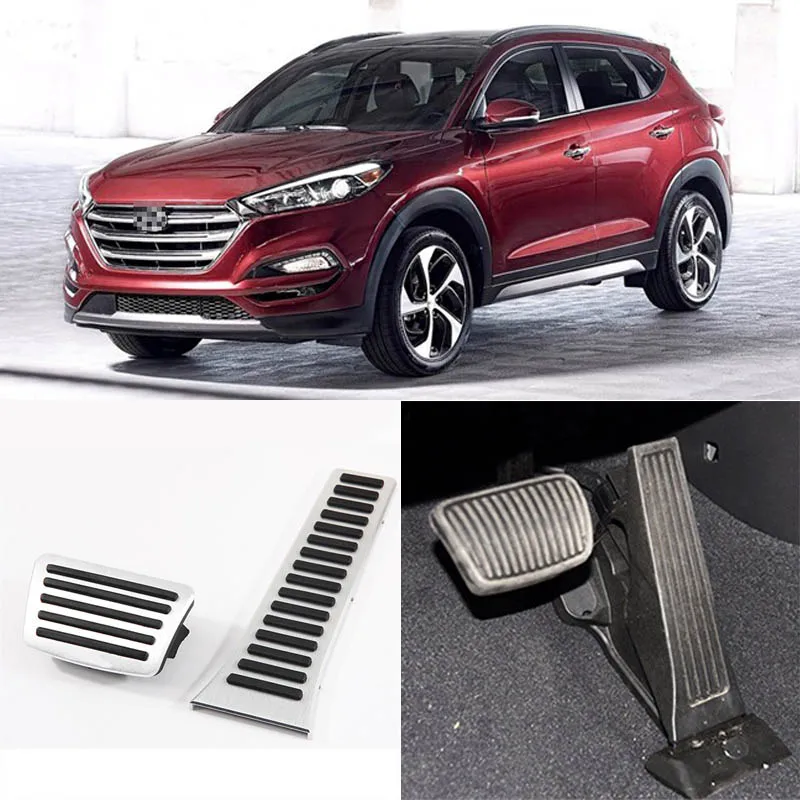 

Brand New 2pcs Aluminium Non Slip Foot Rest Fuel Gas Brake Pedal Cover For Hyundai Tucson 2013-2016 AT