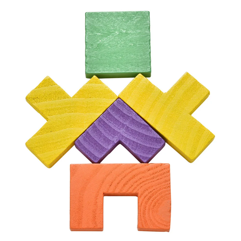 1PCS Funny Wooden Tangram Brain Teaser Puzzle Tetris Game Educational Baby Child Kid Toy for children