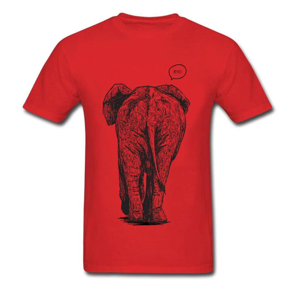 Bye-bye Elephant Print ostern Day 100% Cotton Fabric Crew Neck Mens Tops T Shirt Casual Sweatshirts Funky Short Sleeve T-Shirt Bye-bye Elephant red