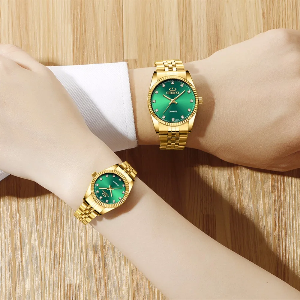 

CHENXI Fashion Golden Wrist Watches for Men Women Couple Watch 2018 Luxury Brand Dress Steel Band Male Clock Relogio Masculino