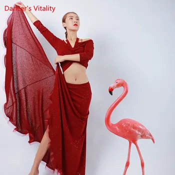 

2018 New Arrivals Women Belly Dance Practice Set Sexy Dancing Costume Top+long Skirt 2pcs Belly Dance Competition Set