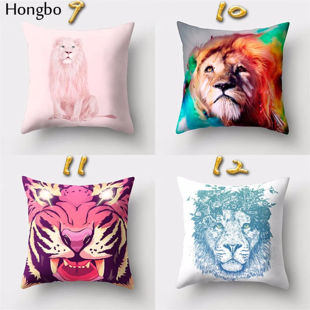 Декоративный чехол для подушки Hongbo 1 шт. с мультяшными животными тигром леопардом
