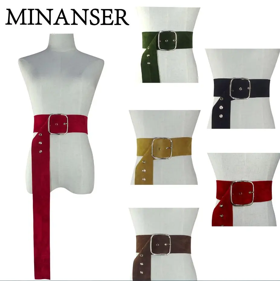 MinanSer Wide belt female dress velvet belts decorate waistband fashion