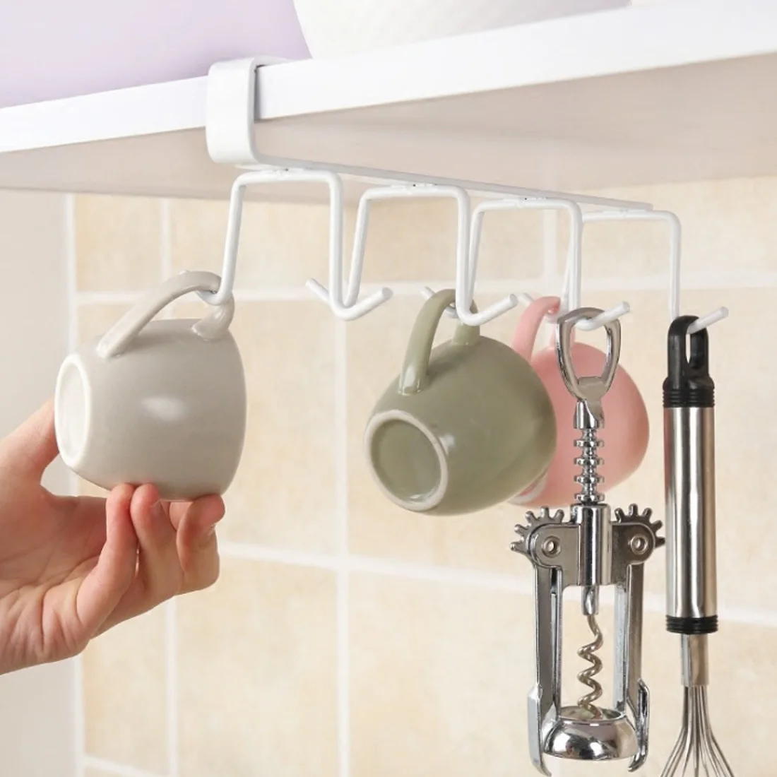 

Simple Iron Storage Hanger Rack Multi-functional Row Cup Tie Kitchen Tool Hook for Cabinet Wardrobe Household Orgainzer Hot Sale