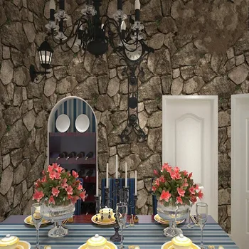 

Custom 3D Stereo Antique Culture Stone Wallpaper Restaurant Cafe Living Room Background Wallpaper